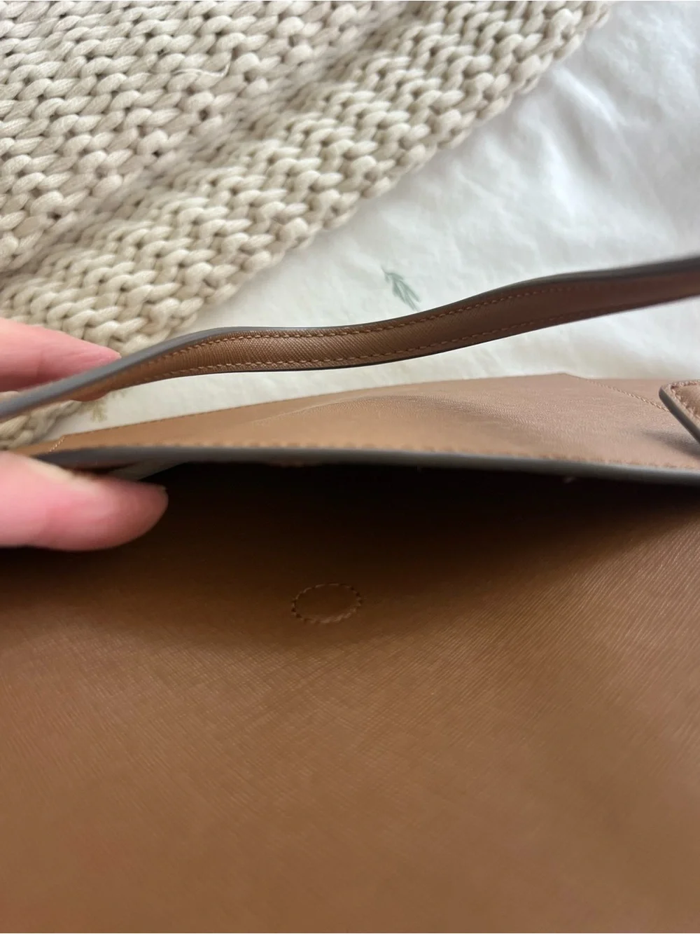 Tory Burch Cognac Saffiano Leather Tote with Gold Logo